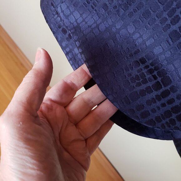 Kasper Navy Blue Metallic Print Double Peplum Curve Hem Blazer Size 10 - Picture 7 of 7